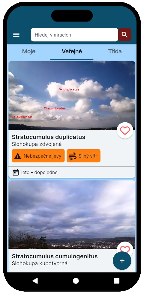 Vyhledávání ve veřejném atlasu oblaků