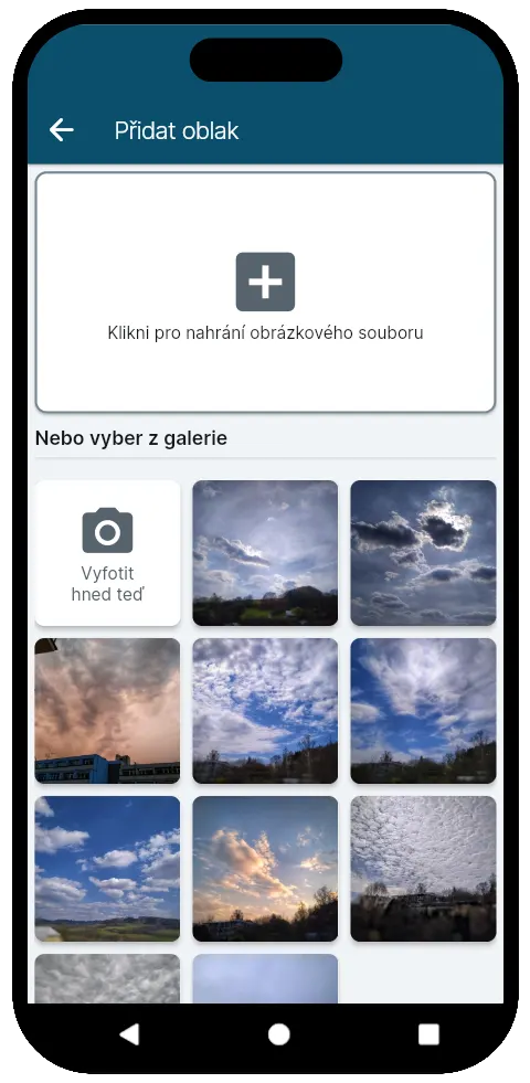 Formulář pro přidání pozorování oblaku