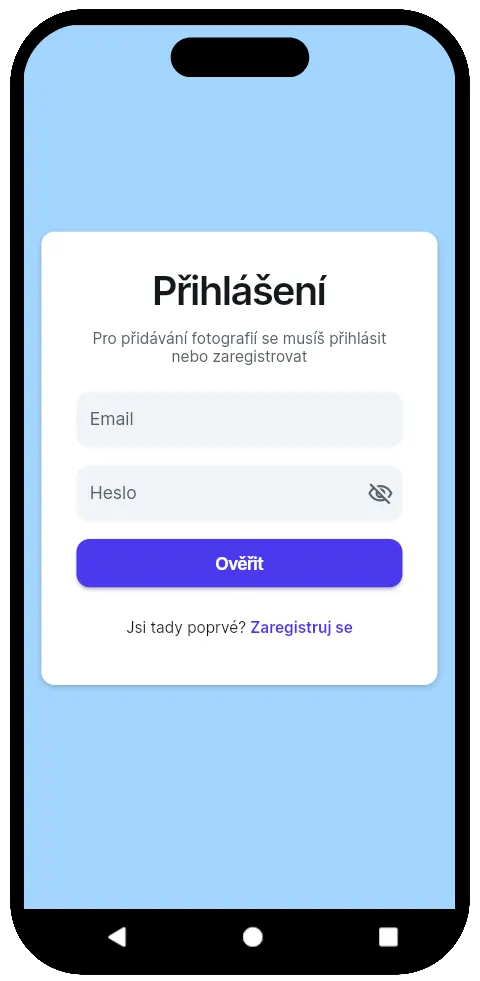 Přihlašovací obrazovka Atlasu oblaků