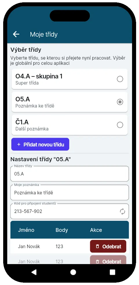 Správa školní třídy v Atlasu oblaků