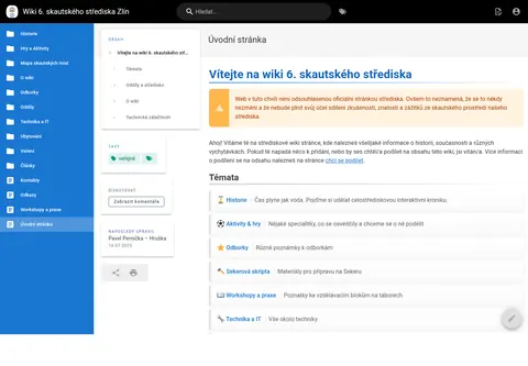 Úvodní stránka Wiki 6. skautského střediska Zlín.